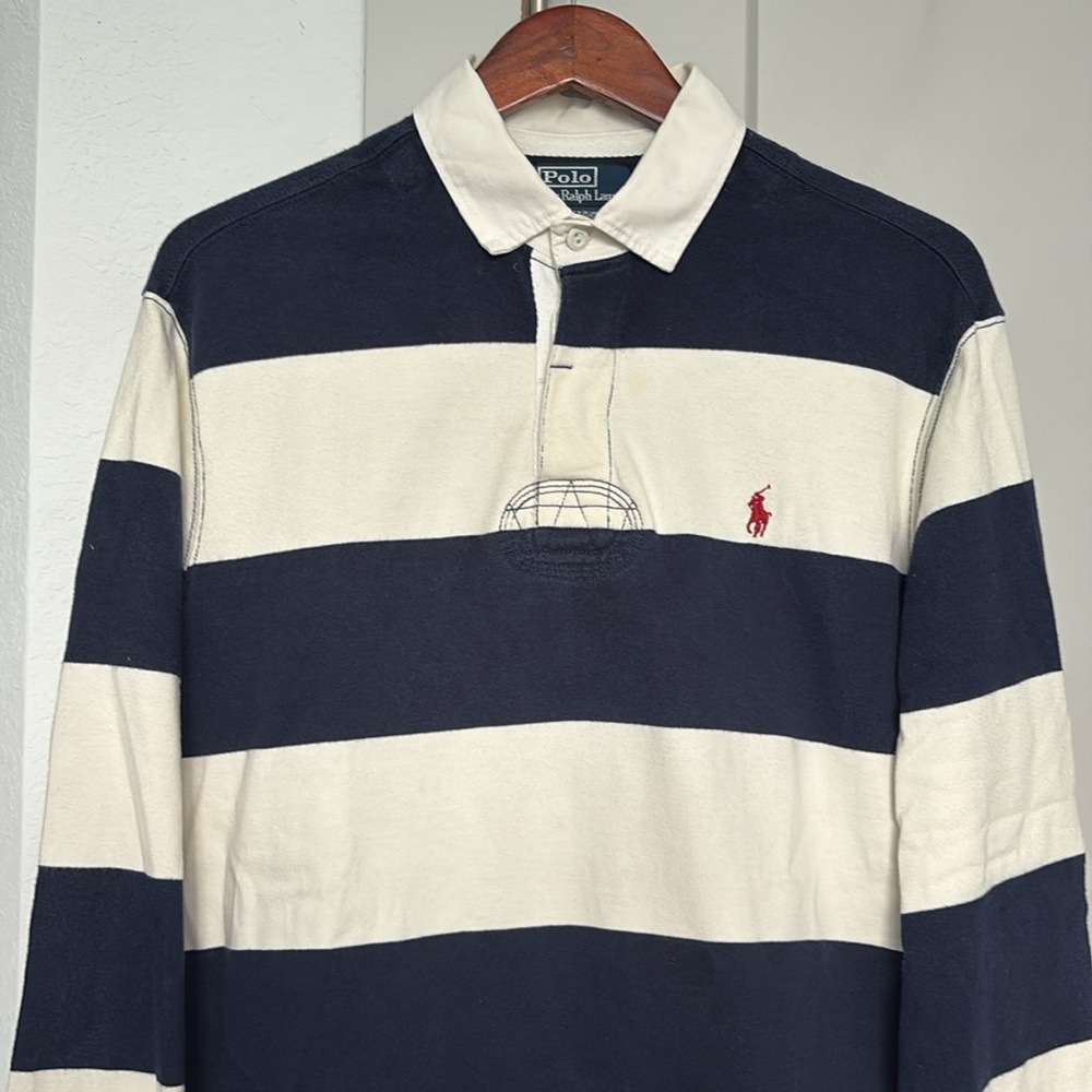 Polo by Ralph Lauren Navy and White Striped Shirt - Picture 2 of 4